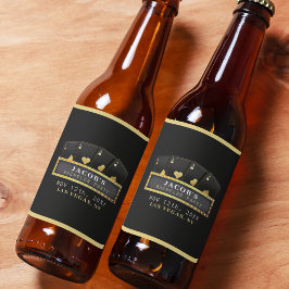 Poker Ess Black & Gold Svärmningsparty Ölflaska Etikett