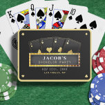 Poker Ess Black & Guld Bachelor Party Casinokort<br><div class="desc">Svarta och guld poker temat "bachelor party play cards" med fyra ess- och markeringsramstecken. Anpassa den med gruppens händelseinformation.</div>