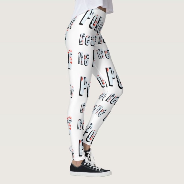 Poker Ess ger mig i Logotyp, vita Damer Leggings (Höger)