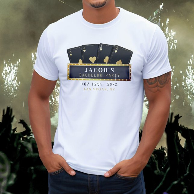 Poker Ess Gold & Black Möhippa T Shirt (Poker Aces Gold & Black Bachelorette Party T-Shirt
)