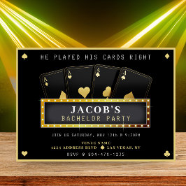 Poker Ess Guld & Black Bachelor Party Inbjudningar