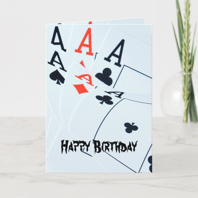 Poker_Ess,_Lycklig Bithday_Hälsning_Card Kort (Framsida)