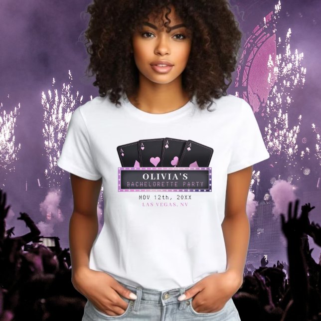 Poker Ess Pink & Svart Möhippa T Shirt (Poker Aces Pink & Black Bachelorette Party T-Shirt
)