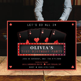 Poker Ess Red & Black 21:a födelsedagen Party Inbjudningar