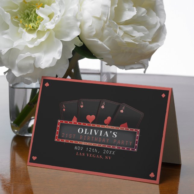 Poker Ess Red & Black 21-årsfest Tack Kort (Poker Aces Red & Black 21st Birthday Party Thank You Card
)