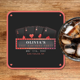 Poker Ess Red & Black 21-årsfest Underlägg Papper Kvadrat