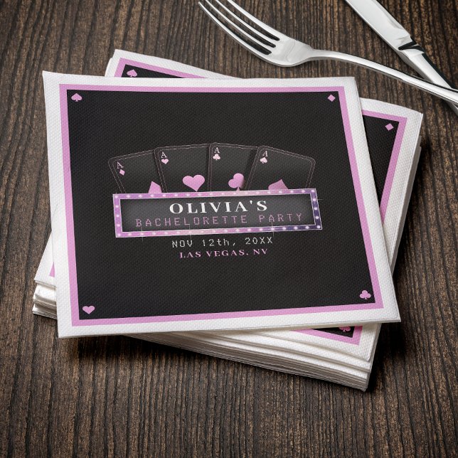 Poker Ess Rosa & Black Bachelorette Party Pappersservett (Poker Aces Pink & Black Bachelorette Party Napkins
)