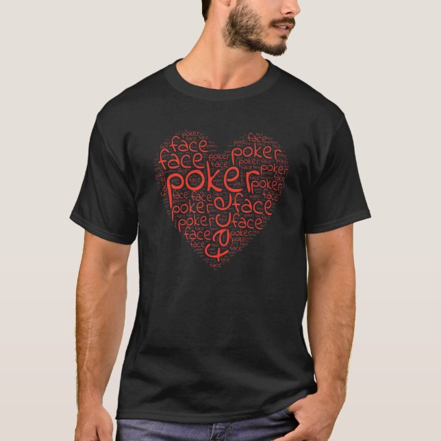 Poker Face Heart World Poker Day Tournament T Shirt (Framsida)