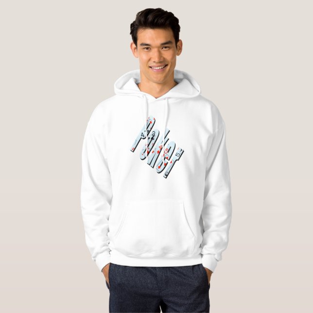 Poker Flush Dimensional Logotyp Manar White Hoodie (Hel framsida)