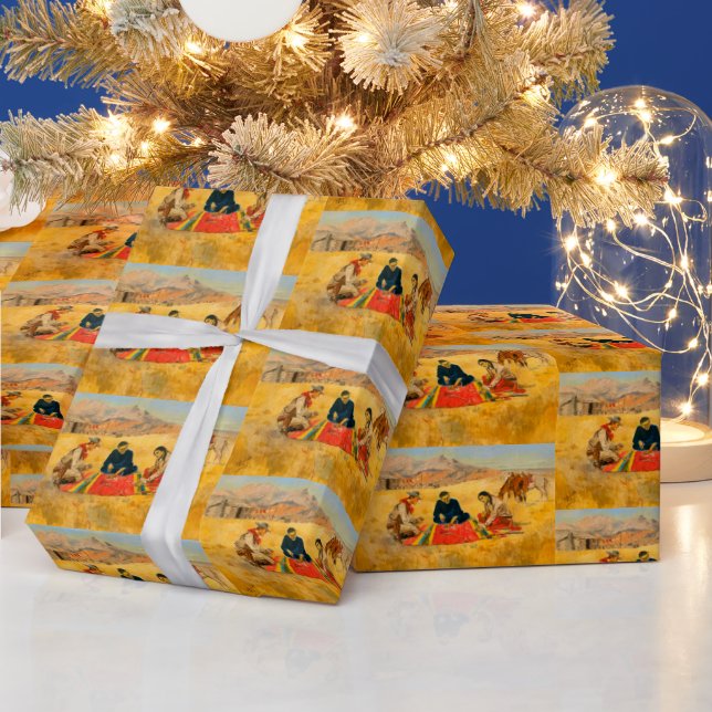 Poker Game Cowboy Native American China Man Presentpapper (Helgdagar)