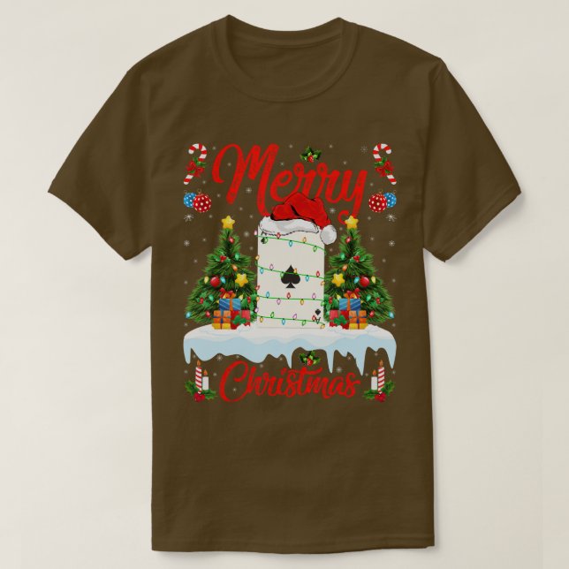 Poker Game Ljus Julafton Träd Santa Poker-juljul T Shirt (Design framsida)