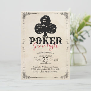 Poker Game Night Vintage Style Klöver Inbjudningar