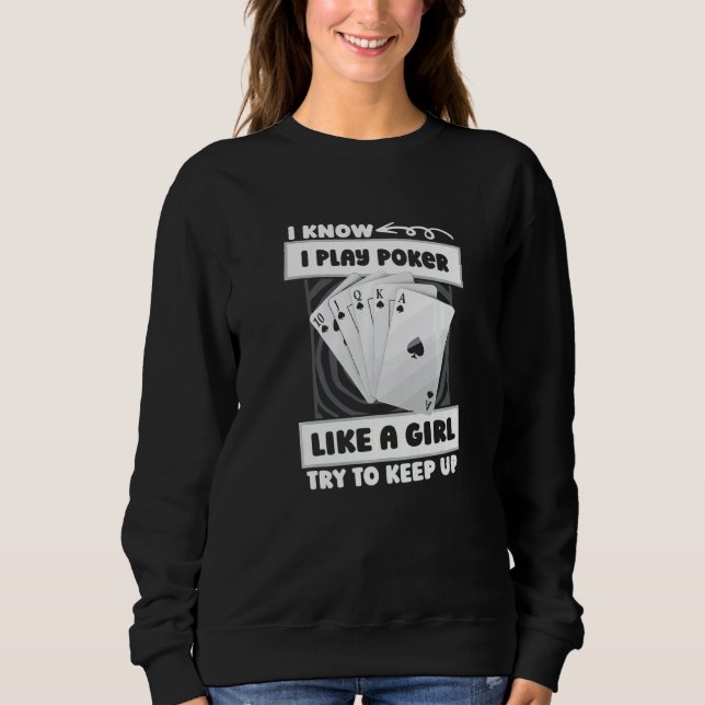 Poker Girl - Cards Gambling Gambler Texas Holdem P T Shirt (Framsida)