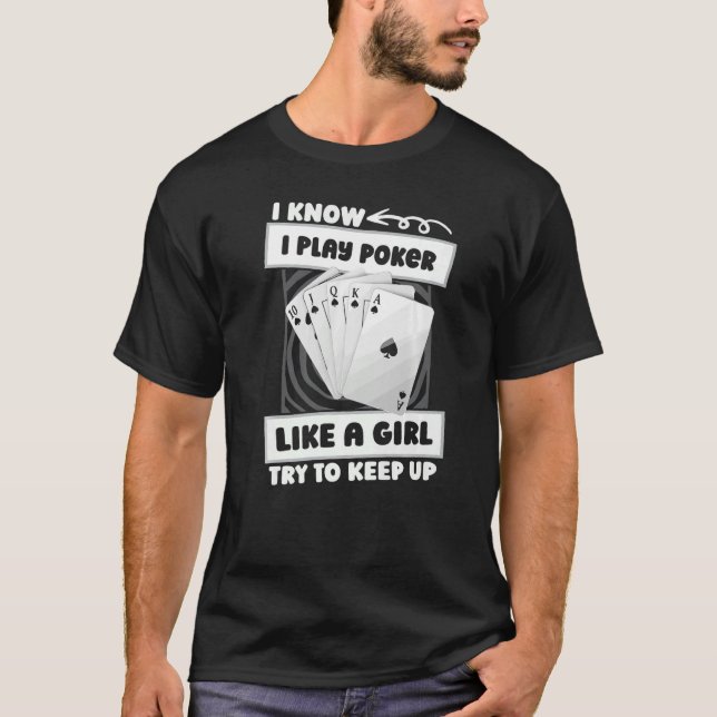 Poker Girl - Cards Gambling Spelare Texas Holdem P T Shirt (Framsida)
