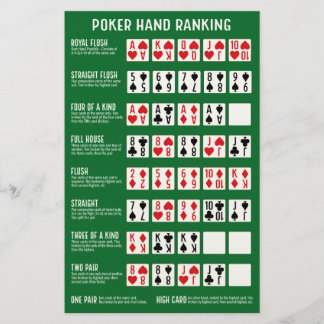 Poker Hand Rankning med visualer Brevpapper