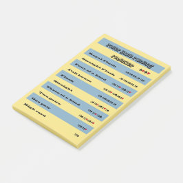 Poker Hand Rankningspåminnelse Blu & Gult Rand Post-it Block