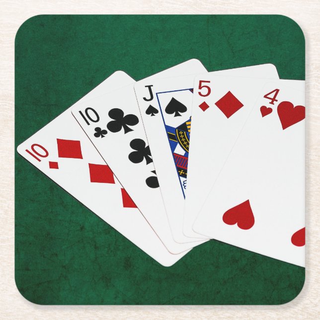 Poker Händer - en par - tio Underlägg Papper Kvadrat (Framsidan)