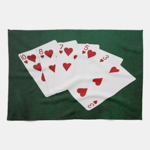Poker Händer - Flush - Hearts Kostym Kökshandduk