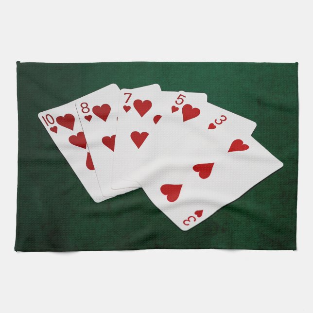 Poker Händer - Flush - Hearts Kostym Kökshandduk (Horisontell)