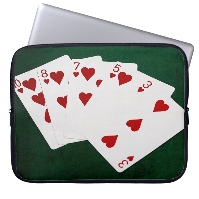 Poker Händer - Flush - Hearts Kostym Laptop Sleeve (Framsidan)