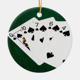 Poker Händer - Flush - Spades Kostym Julgransprydnad Keramik