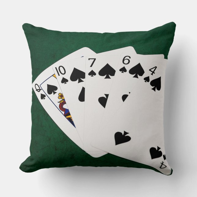 Poker Händer - Flush - Spades Kostym Kudde (Framsida)