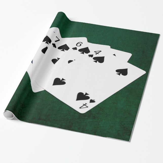 Poker Händer - Flush - Spades Kostym Presentpapper (Utrullad)