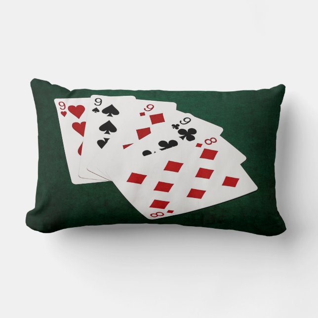 Poker Händer - fyra av ett slag - nio och åtta Lumbarkudde (Framsida)