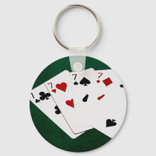 Poker Händer - fyra av ett slag - Sevens och två Nyckelring