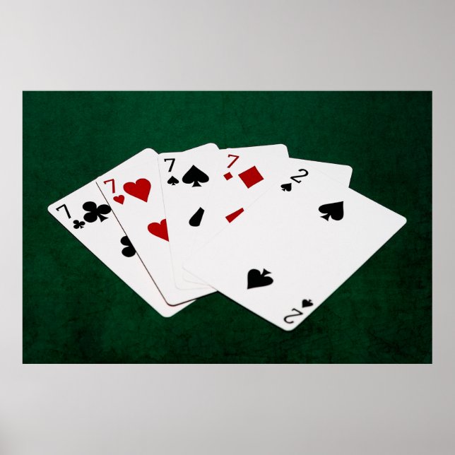 Poker Händer - fyra av ett slag - Sevens och två Poster (Framsidan)