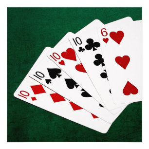 Poker Händer - fyra av ett slag - Tens och sex Fototryck