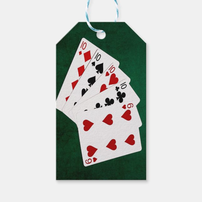 Poker Händer - fyra av ett slag - Tens och sex Presentetikett (Framsidan)