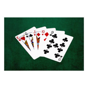 Poker Händer - Rak - Kung till nio Fototryck