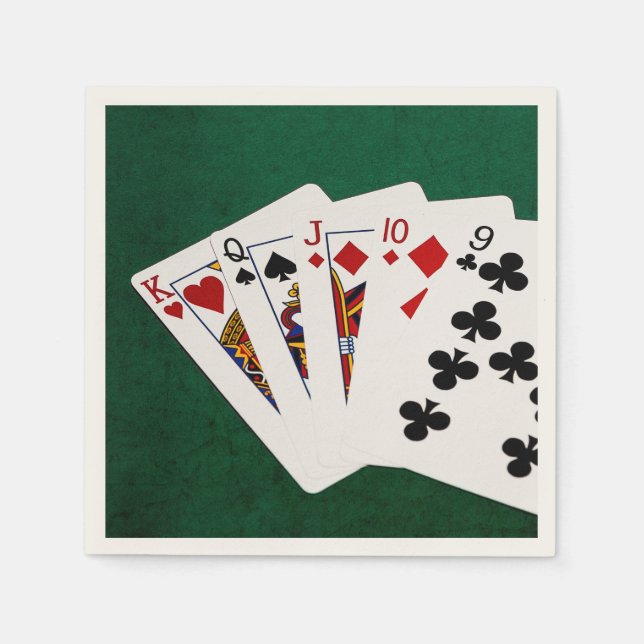 Poker Händer - Rak - Kung till nio Pappersservett (Framsidan)