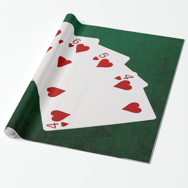 Poker Händer - Rak spolning - Hjärter Kostym Presentpapper (Utrullad)