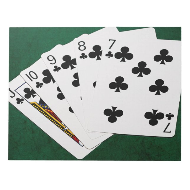 Poker Händer - Rak spolning - Klubbar Kostym Anteckningsblock (Framsida)