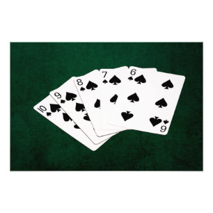 Poker Händer - Rak spolning - Spader Kostym Fototryck