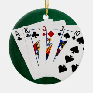 Poker Händer - Rakt - Ace to Ten Julgransprydnad Keramik