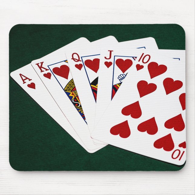 Poker Händer - Royal Flush - Hearts Kostym Musmatta (Framsidan)