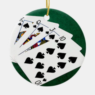 Poker Händer - Royal Flush - Spades Kostym Julgransprydnad Keramik