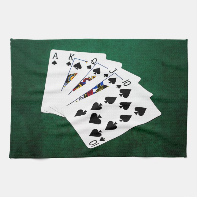 Poker Händer - Royal Flush - Spades Kostym Kökshandduk (Horisontell)