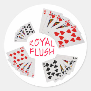 Poker Händer - Royal - tömning Runt Klistermärke