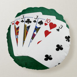 Poker Händer - tre av ett slag - Jack Rund Kudde