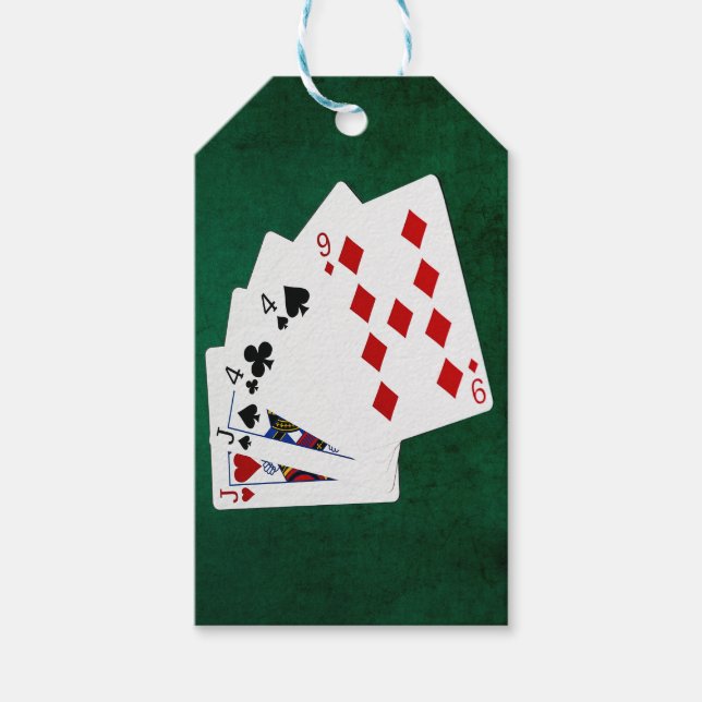 Poker Händer - två par - Jack, fyra Presentetikett (Framsidan)