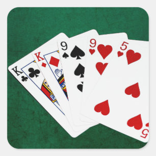 Poker Händer - två par - Kung, nio Fyrkantigt Klistermärke