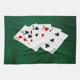 Poker Händer - två par - tio, åtta Kökshandduk
