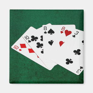 Poker Händer - två par - tio, åtta Magnet