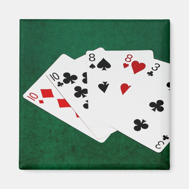 Poker Händer - två par - tio, åtta Magnet (Framsidan)