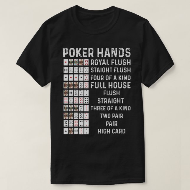 Poker Hands Cheat Sheet Card Casino Games Funny Pl T Shirt (Design framsida)