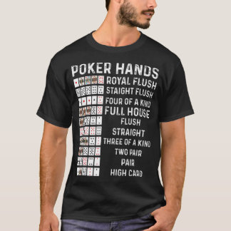 Poker Hands Cheat Sheet Card Casino Games Funny Pl T Shirt